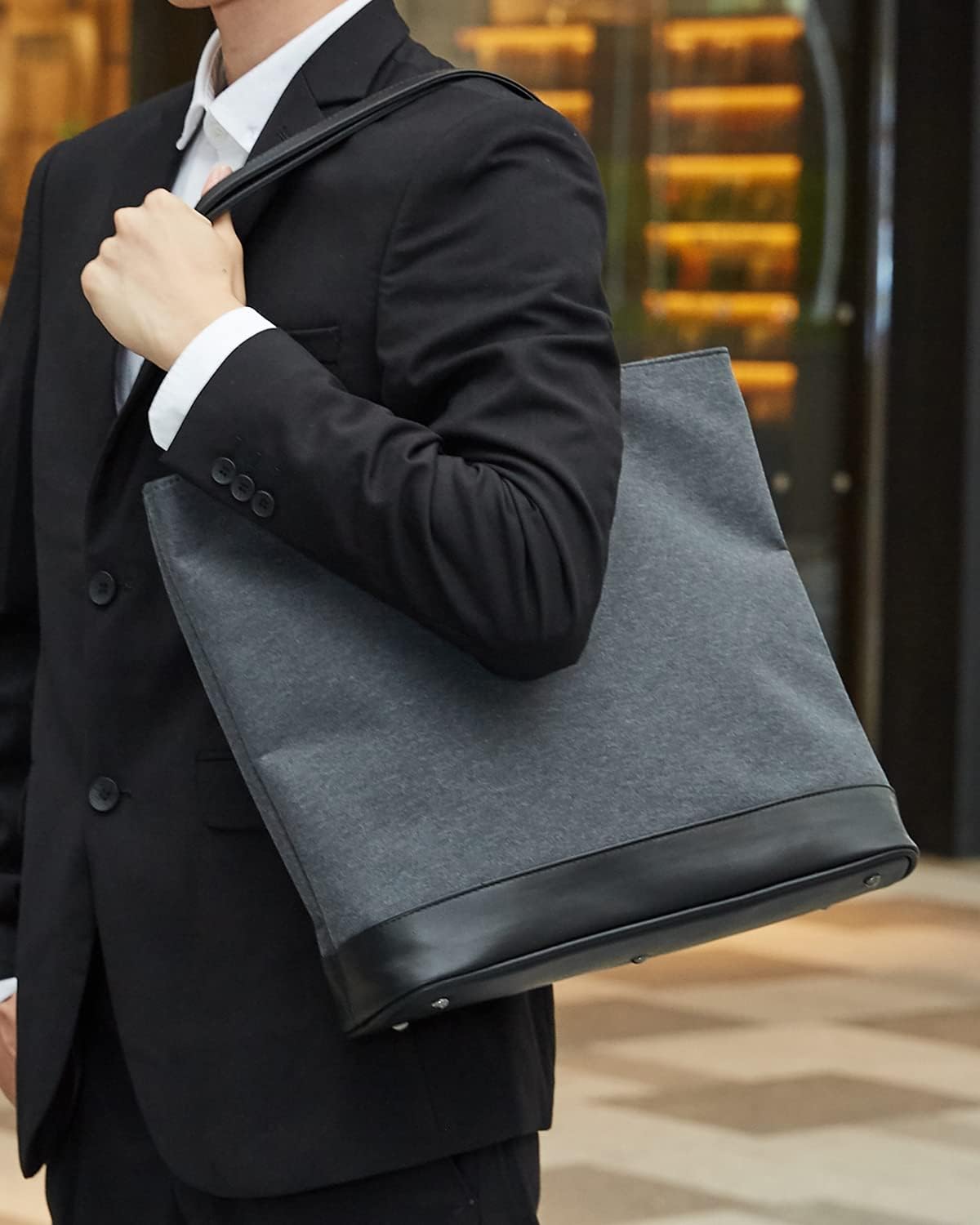 トートバッグ メンズ ビジネス トート 3色 ナイロン 撥水 大容量 a4 レザー 革 通勤 通学 軽量 カジュアル 縦型 旅行